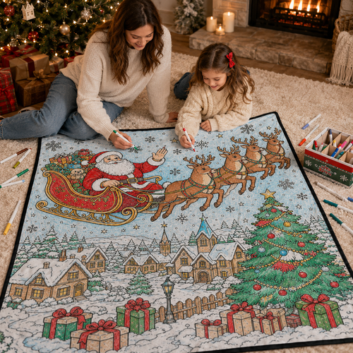 Christmas 3D Vortex Optical Illusion Round Rug, Non Slip Decorative Floor Mat, Festive Visual Trap Design, Xmas Home Decoration Gift for Family and Holiday Party Lovers