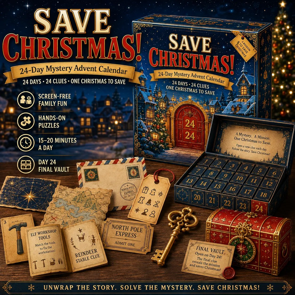 24-Day Mystery Advent Calendar – 6 Story Adventures for Families & Adults