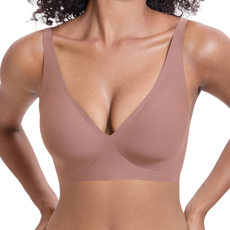 Jelly Wireless Womens Comfortable Wireless Bras Push Up Bralettes Seamless Tshirts Bras Deep V Everyday Bras