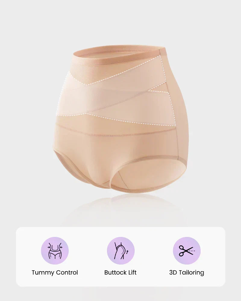 Plus-Size High-Waist Cross Tummy Control Panties