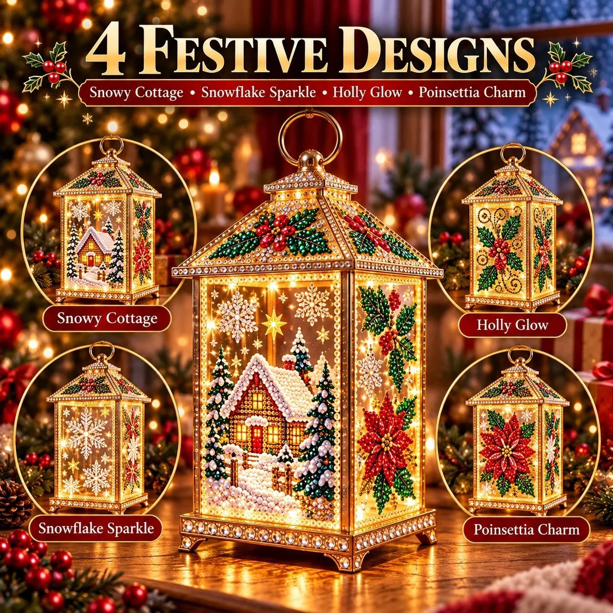 🧘Relaxing & Beginner-Friendly- ✨Christmas Glow (💎DIY Light-Up Diamond Art Lantern)
