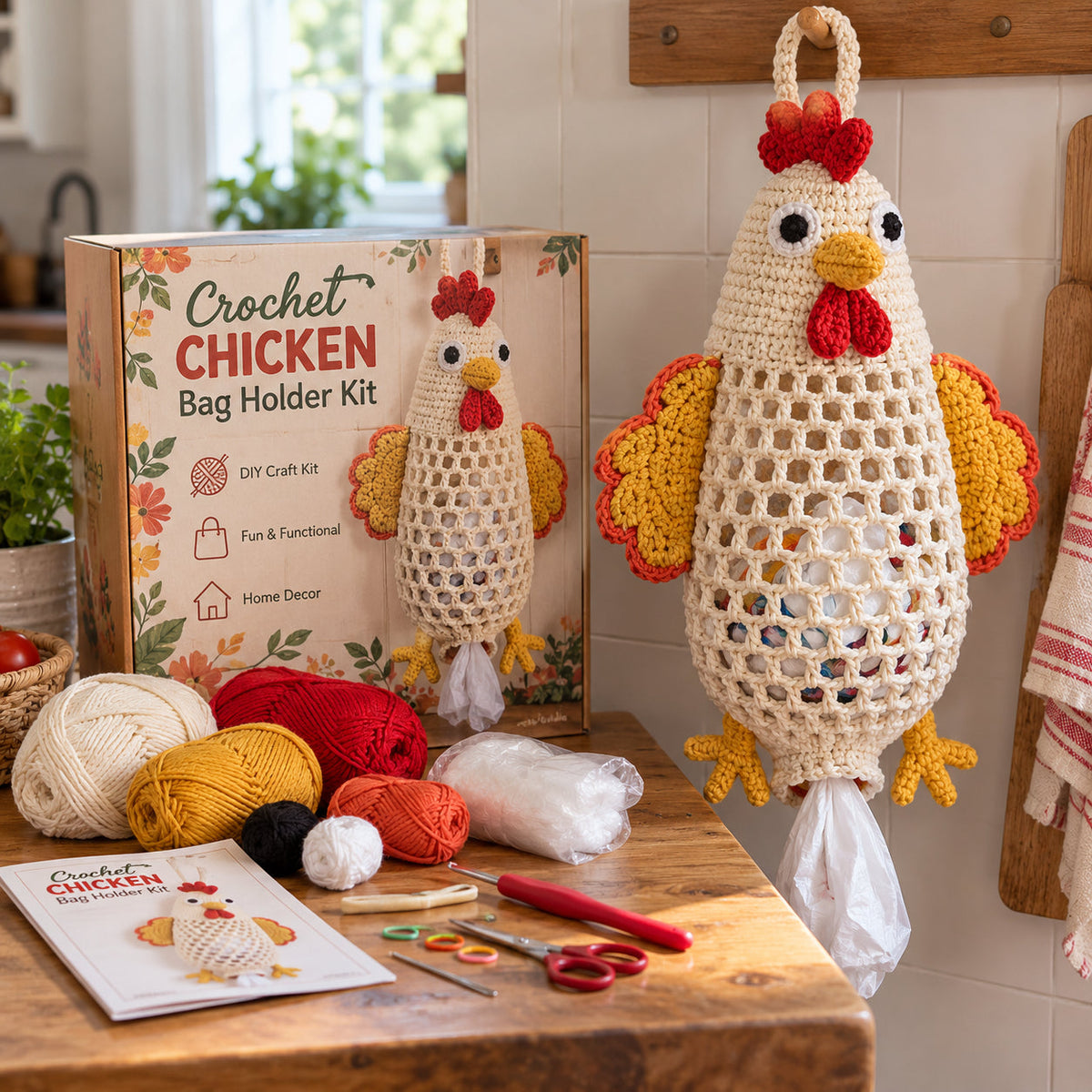 🧶Crochet Animal Bag Holder Kit – Cute & Functional DIY Home Storage