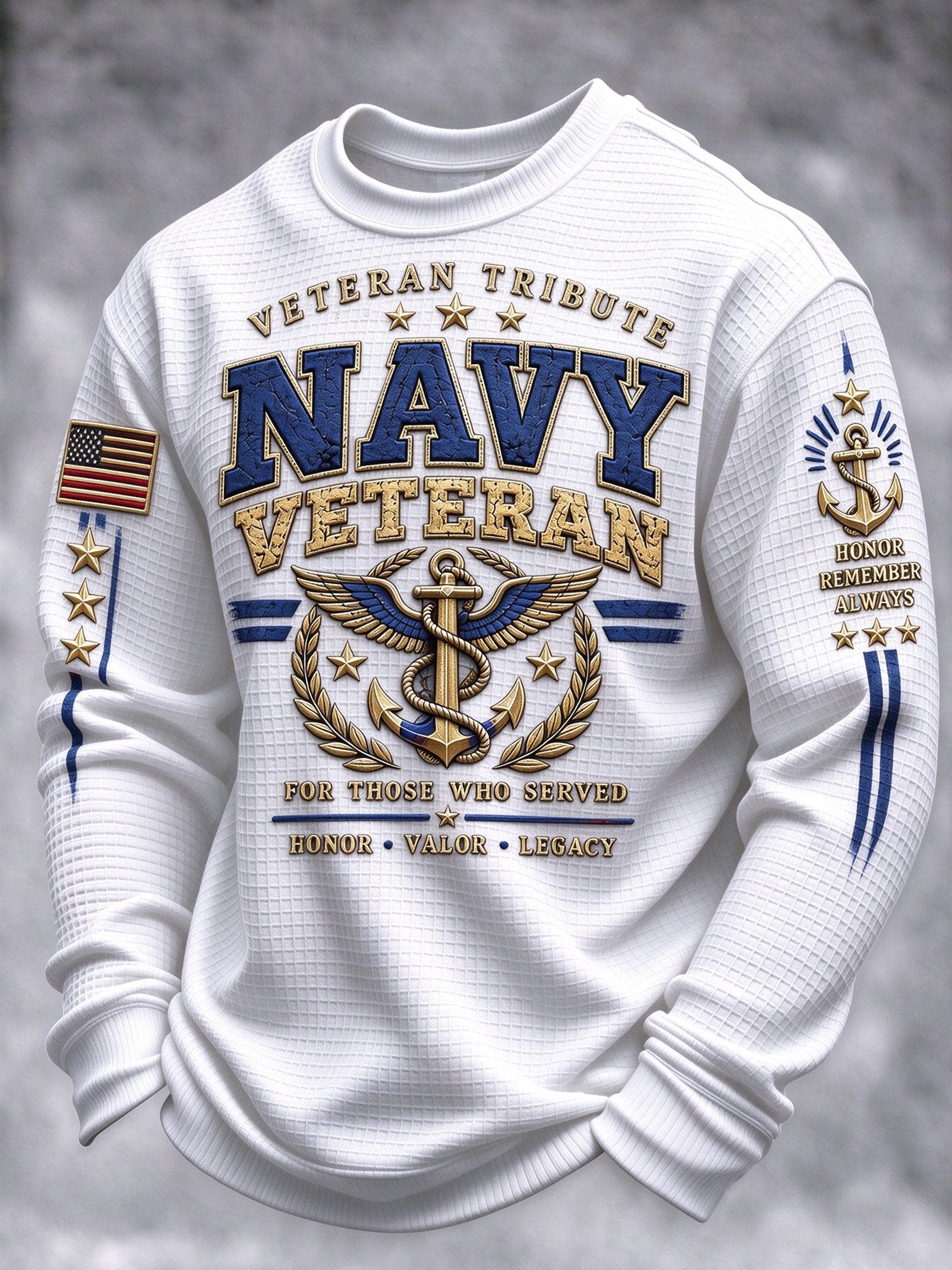 Men's Veteran-Print Casual Sweatshirt