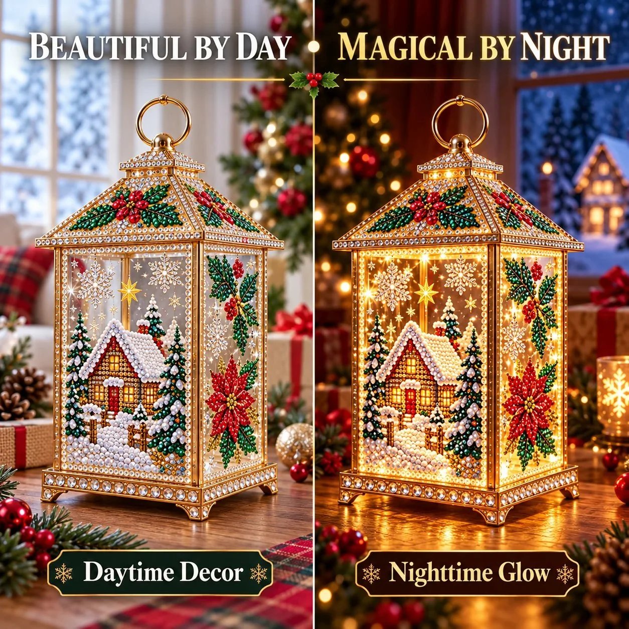 🧘Relaxing & Beginner-Friendly- ✨Christmas Glow (💎DIY Light-Up Diamond Art Lantern)