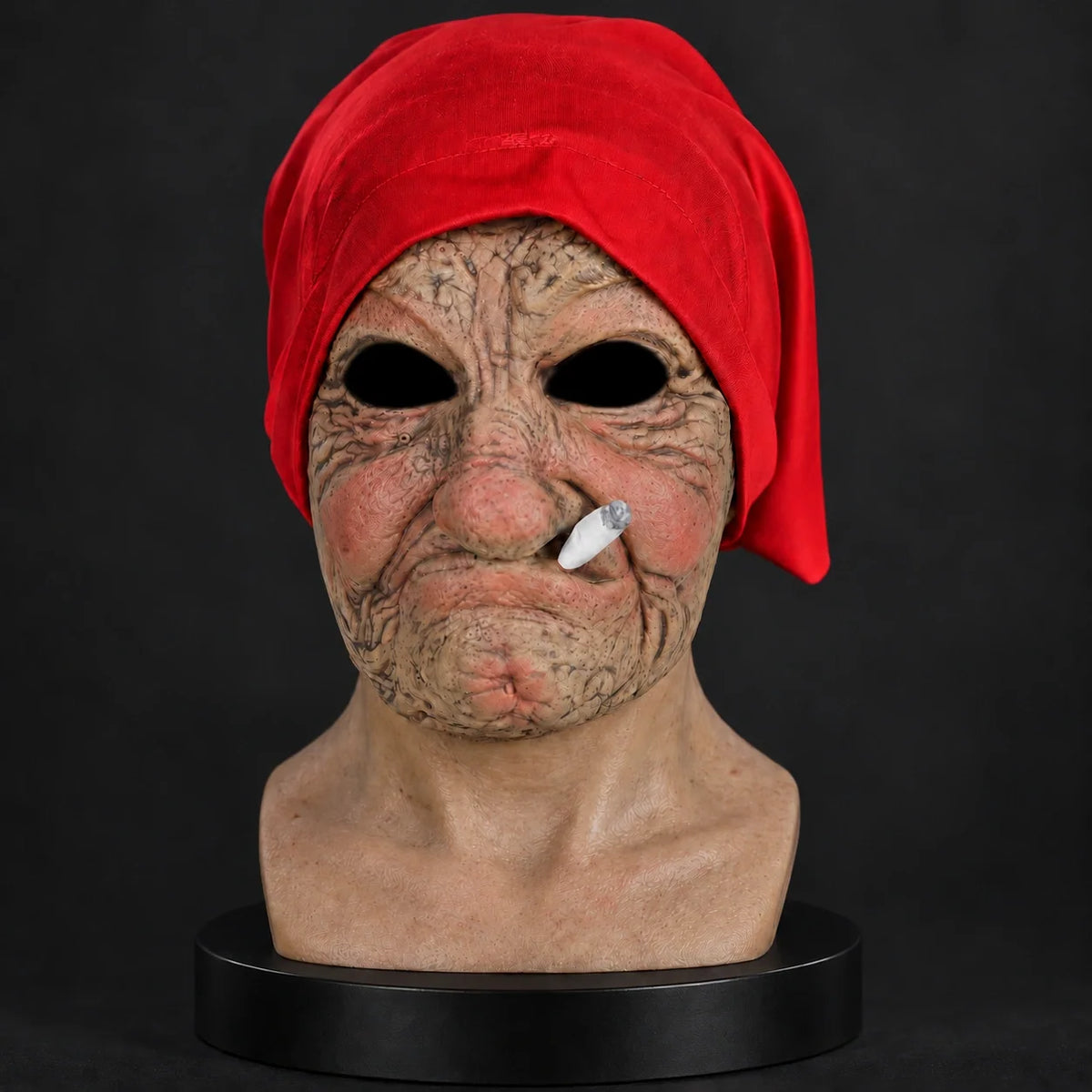 Weathered Old Sailor Silicone Mask with Red Bandana and Cigarette
