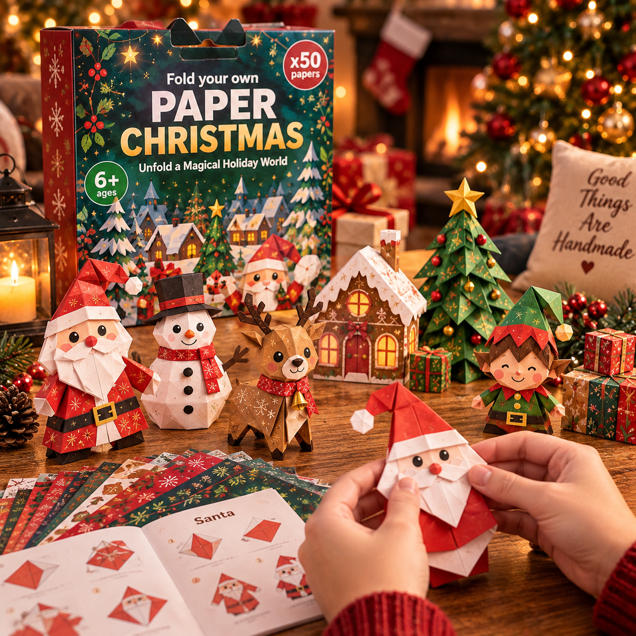 🎄3D DIY Paper Christmas-💕50 Pre-Printed Sheets + Step-by-Step Guide