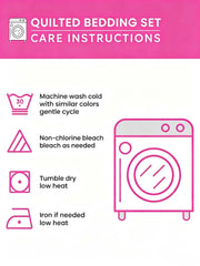 Flower‐Crown French Bulldog Family Garden 3‐Piece Quilted Bedding Set