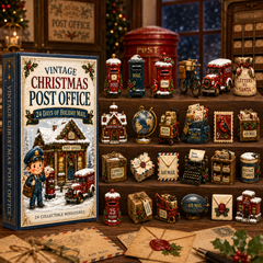 Vintage Christmas Post Office 24-Day Advent Calendar – 24 Collectible Miniatures