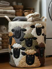 Sheep Haven Quilted Laundry Basket