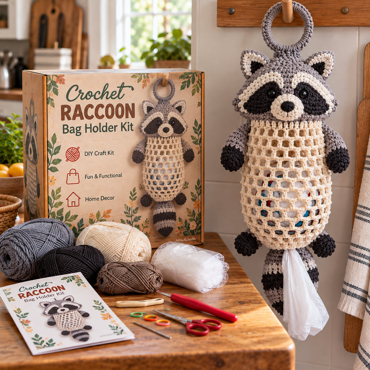 🧶Crochet Animal Bag Holder Kit – Cute & Functional DIY Home Storage