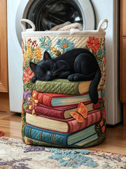 Purrfect Pages Quilted Laundry Basket