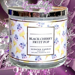 Black Cherry Fruit Pop 3 wick Candle - Essential Oils 14.5 oz