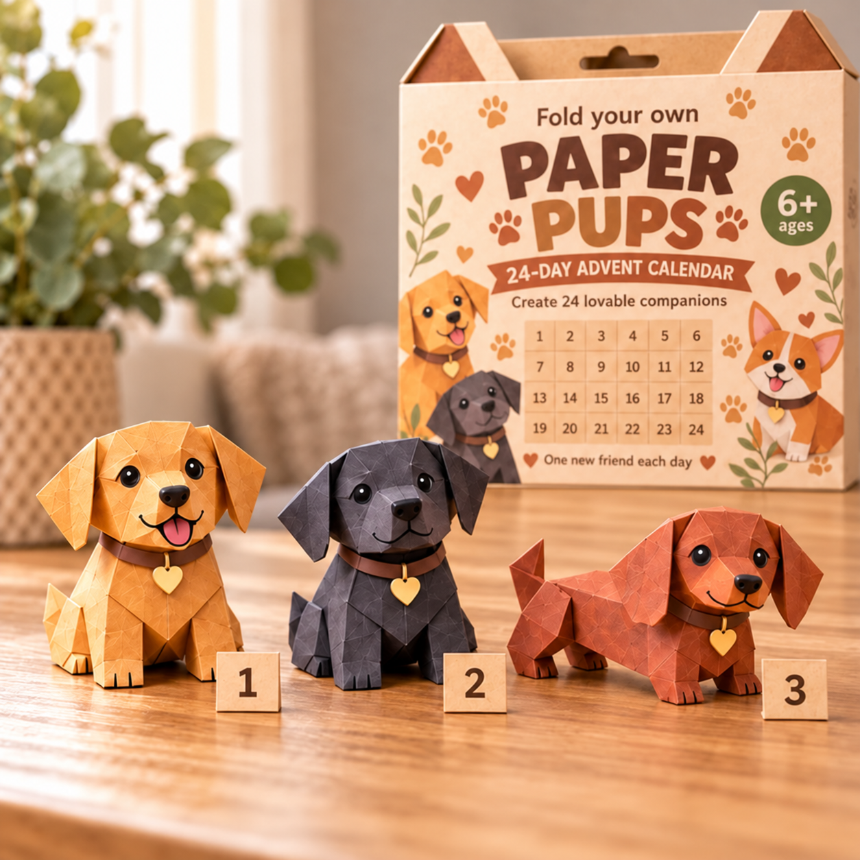 🎃Paper Pups™ – 24-Day DIY Dog Advent Calendar(💕Step-by-Step Guide Included)