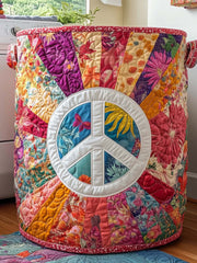 Hippie Peace Quilted Laundry Basket