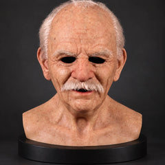 Warm Smiling Senior Gentleman Full-Head Silicone Mask
