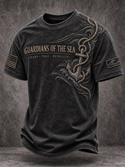 Men's Navy Veteran Print Casual Top