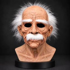 Wise Grandfather Silicone Mask with White Eyebrows and Walrus Mustache