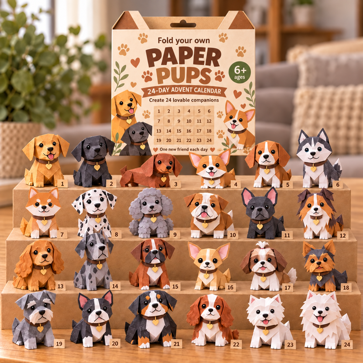 🎃Paper Pups™ – 24-Day DIY Dog Advent Calendar(💕Step-by-Step Guide Included)
