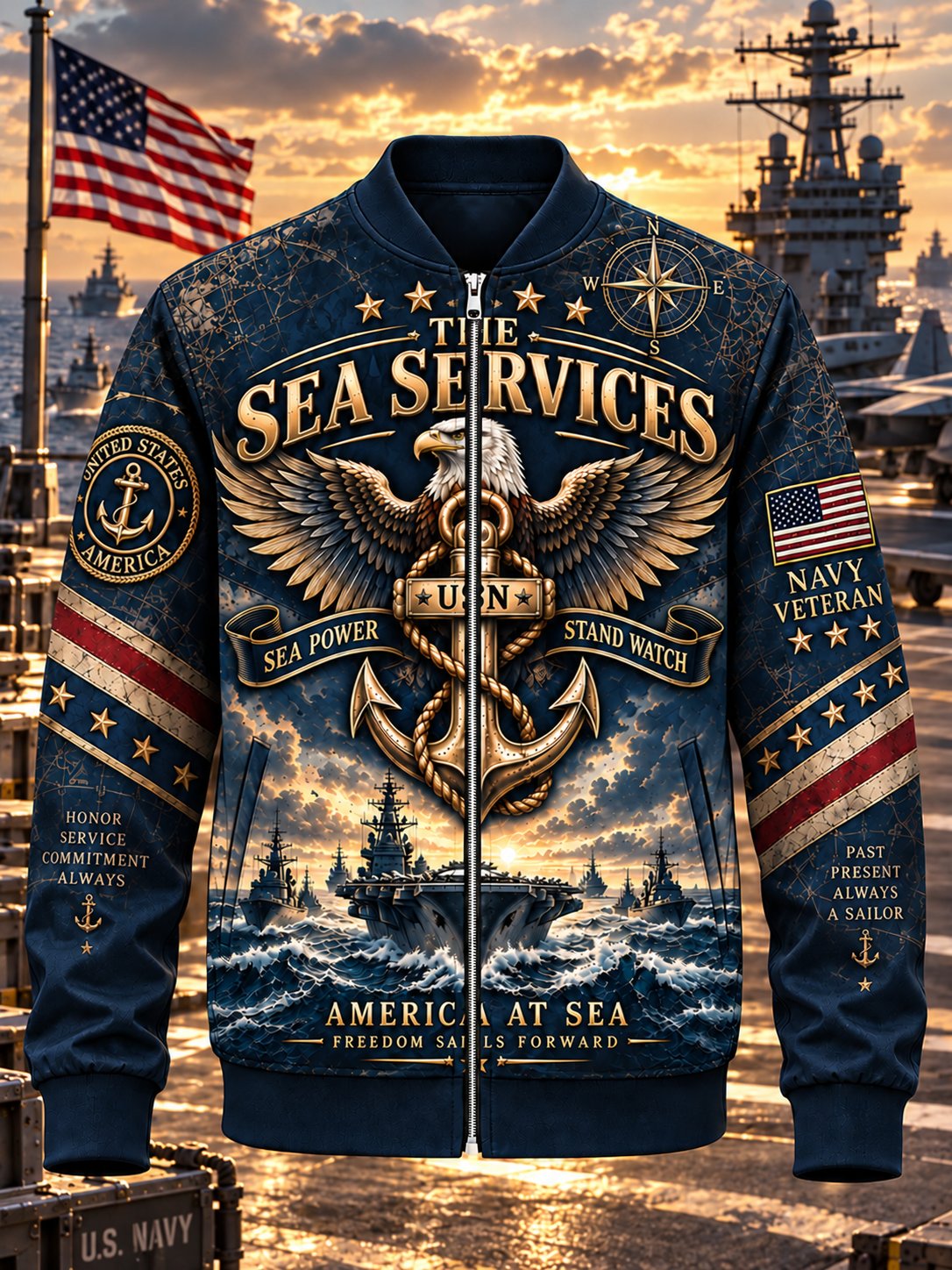Men's US Navy Printed  Jacket