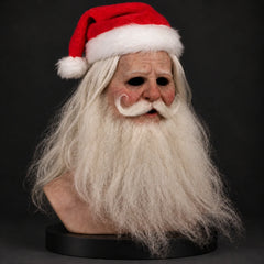 Jolly Santa Claus Silicone Mask with Voluminous White Beard