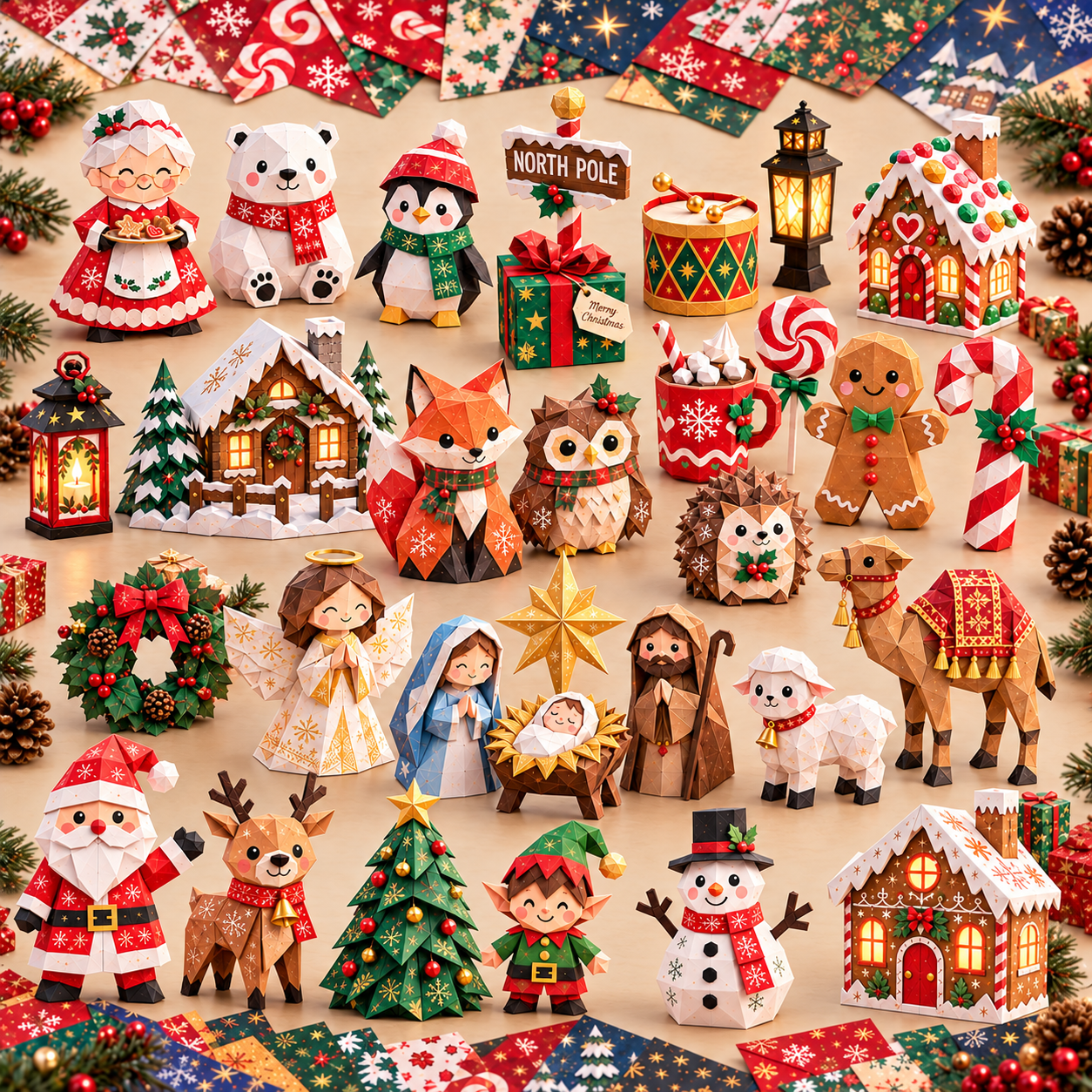 🎄3D DIY Paper Christmas-💕50 Pre-Printed Sheets + Step-by-Step Guide