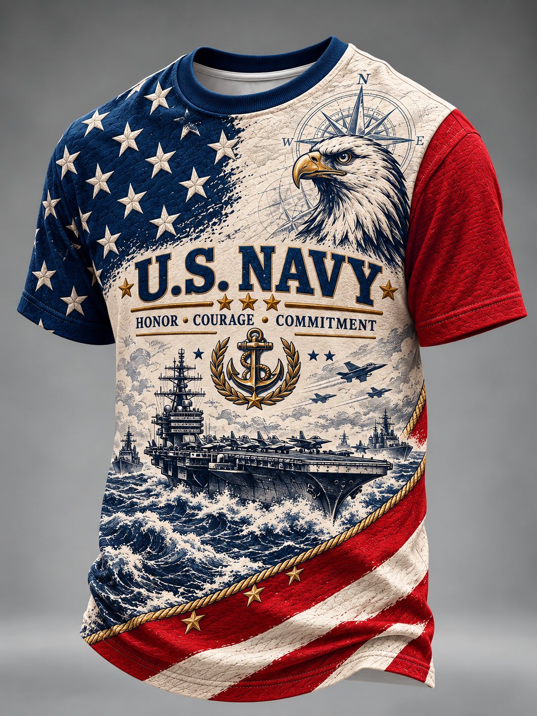 Men's Veteran  Art Printed Short Sleeves T-Shirt