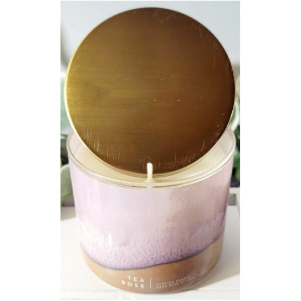 Tea Rose 3 Wick Candle 14.5 oz.