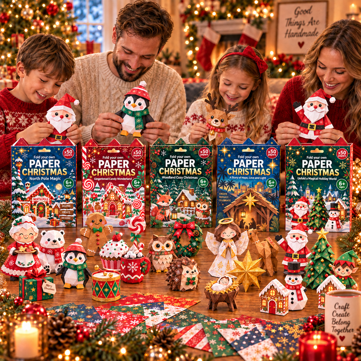 🎄3D DIY Paper Christmas-💕50 Pre-Printed Sheets + Step-by-Step Guide