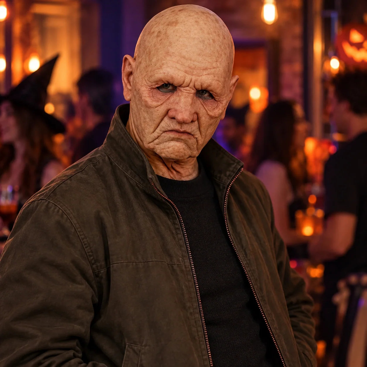Hyper-Realistic Bald Elderly Gentleman Silicone Face Mask