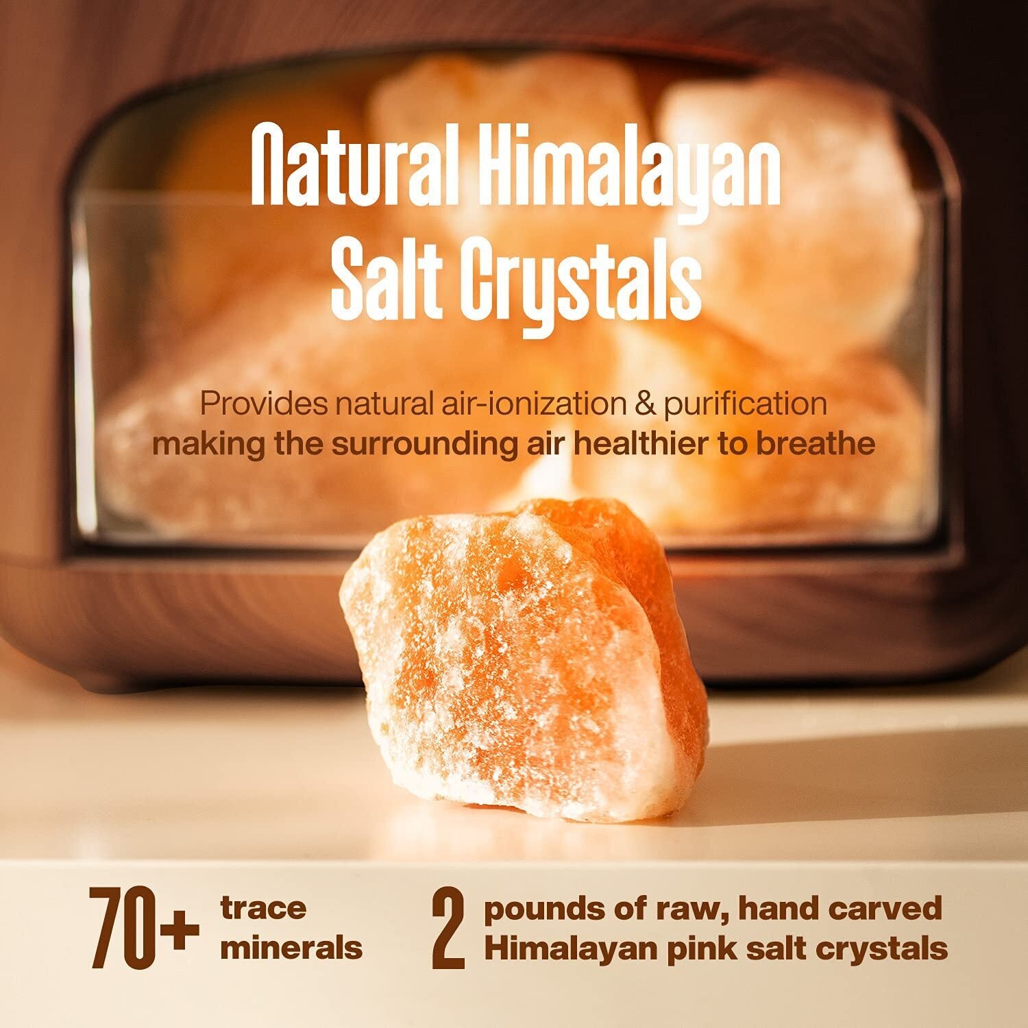 Himalayan Pink Salt Diffuser 400ml Ultrasonic Atomizer and Ionizer with Ambient Light