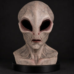 Green-Toned Alien Silicone Mask with Large Black Eyes