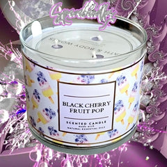 Black Cherry Fruit Pop 3 wick Candle - Essential Oils 14.5 oz