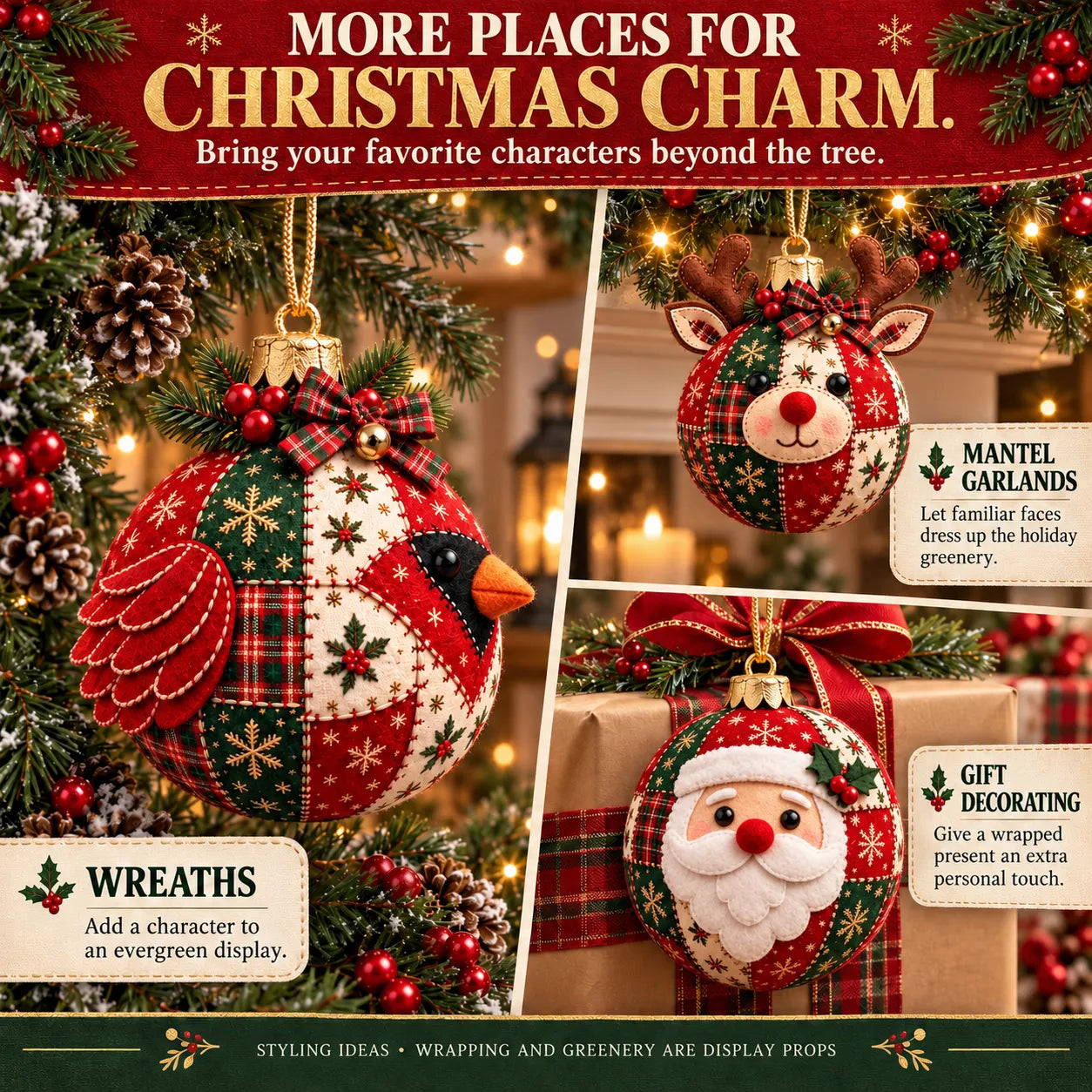 🎄Cozy Patchwork Christmas Ornament Collection-✨Relaxing DIY Craft to Create Stunning Christmas Artwork