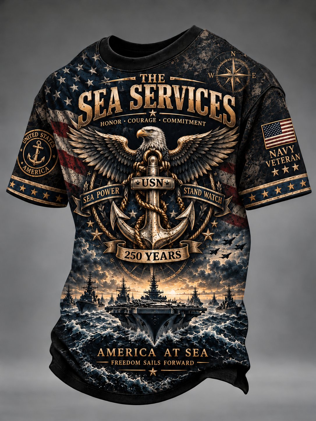 Men's US Navy Printed  T-Shirt
