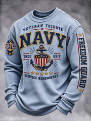 Men's Veteran-Print Casual Sweatshirt