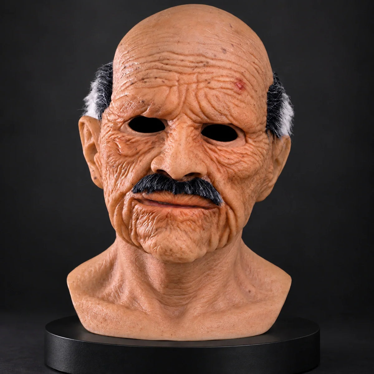 Friendly Smiling Grandpa Silicone Mask with Full Mustache