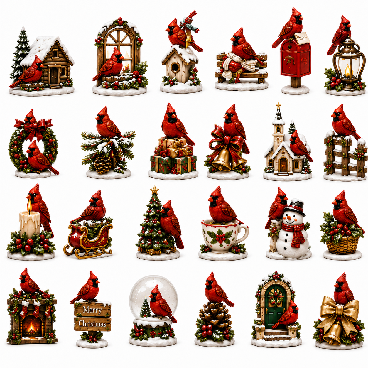 24-Day Cardinal Advent Calendar | Collectible Christmas & Autumn Figurines