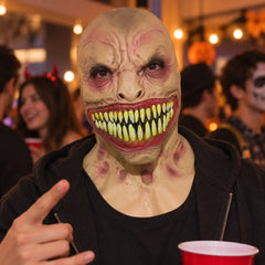 Grotesque Monster Silicone Mask with Jagged Yellow Teeth