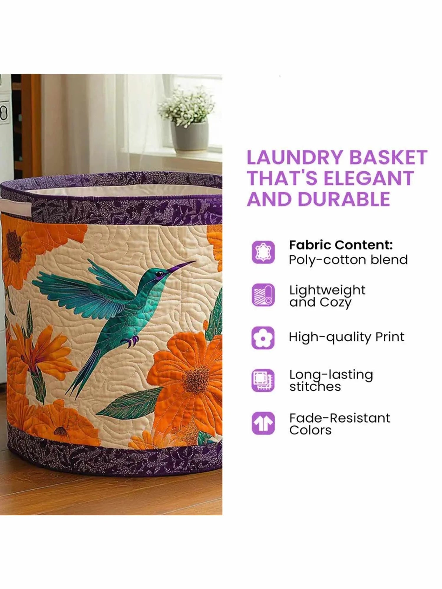 Lily of the Valley Quilted Laundry Basket
