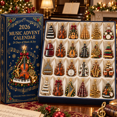 2026 Music Lovers’ Advent Calendar – 24 Unique Musical Instrument Christmas Tree Miniatures
