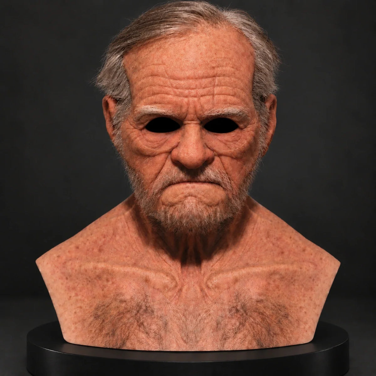 Weathered Elderly Gentleman Silicone Mask with Full Gray Beard